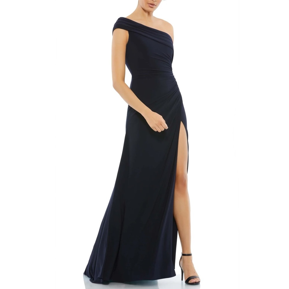 NWT IEENA for Mac Duggal Foldover Off-the-Shoulder Slit Gown Size 2 style 26517